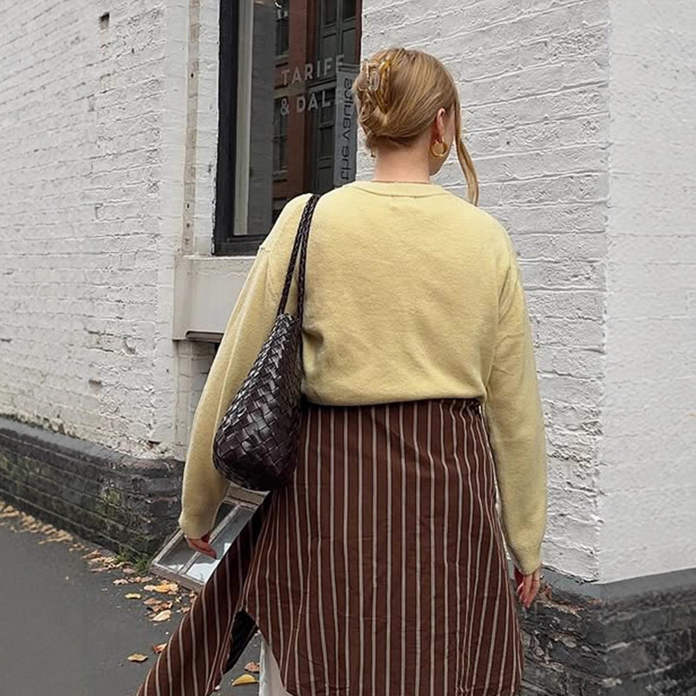 Damen Boxy Feinstrickpullover mit Raglanärmeln und geripptem Bündchen Drune
