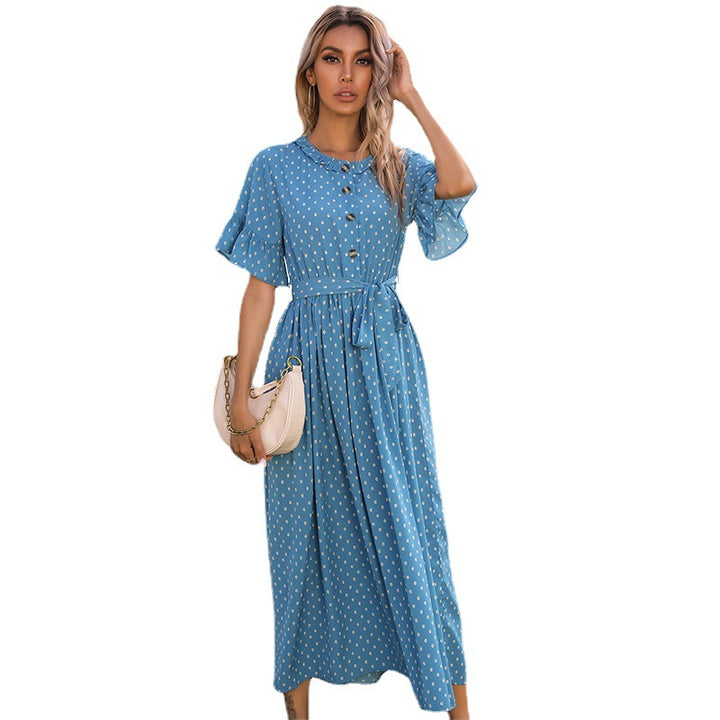 Damen Midi-Kleid mit Knopfleiste und fließendem Schnitt Drune