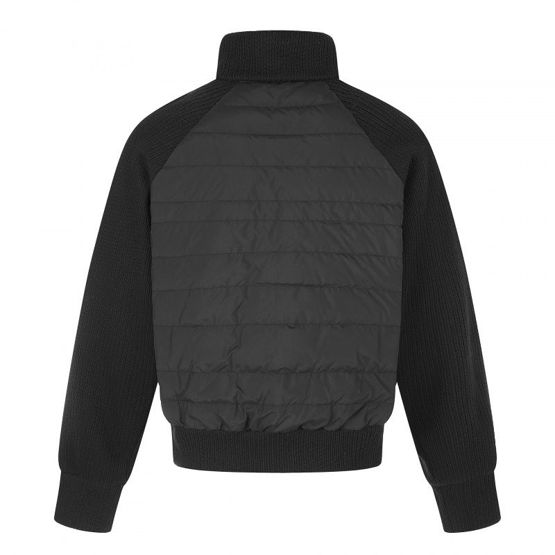 Damen Hybrid-Steppjacke mit gesteppter Front, Grobstrickärmeln und hohem Stehkragen Drune
