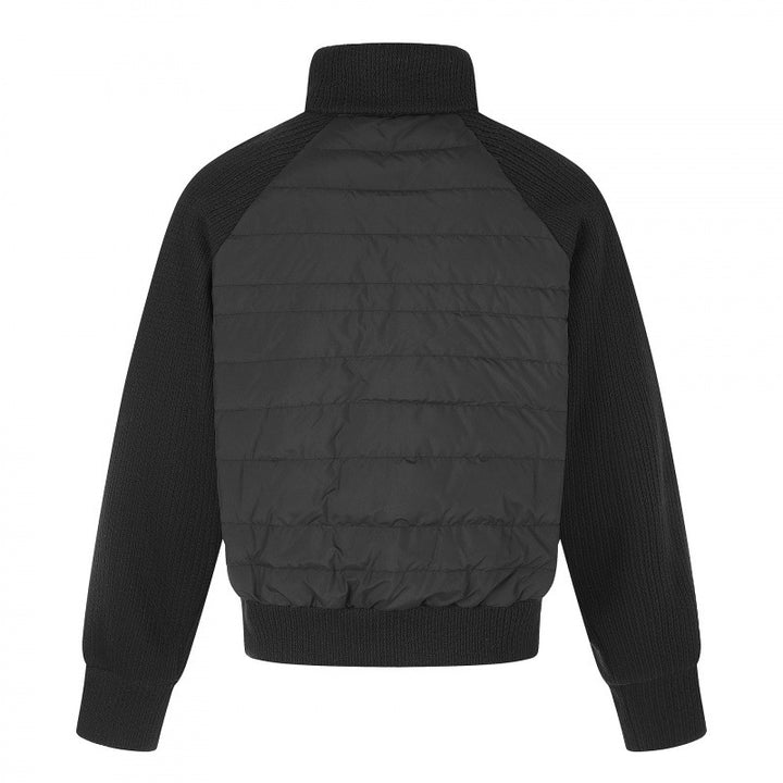 Damen Hybrid-Steppjacke mit gesteppter Front, Grobstrickärmeln und hohem Stehkragen Drune