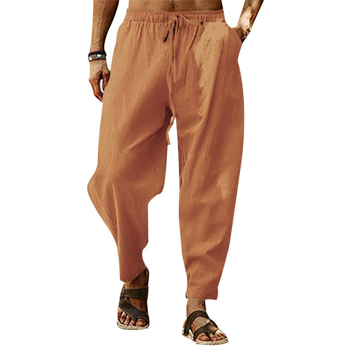 Herren nan lockere Sommer-Slouch-Hose aus Leinenmix mit elastischem Bund und konischem Knöchelabschluss Drune