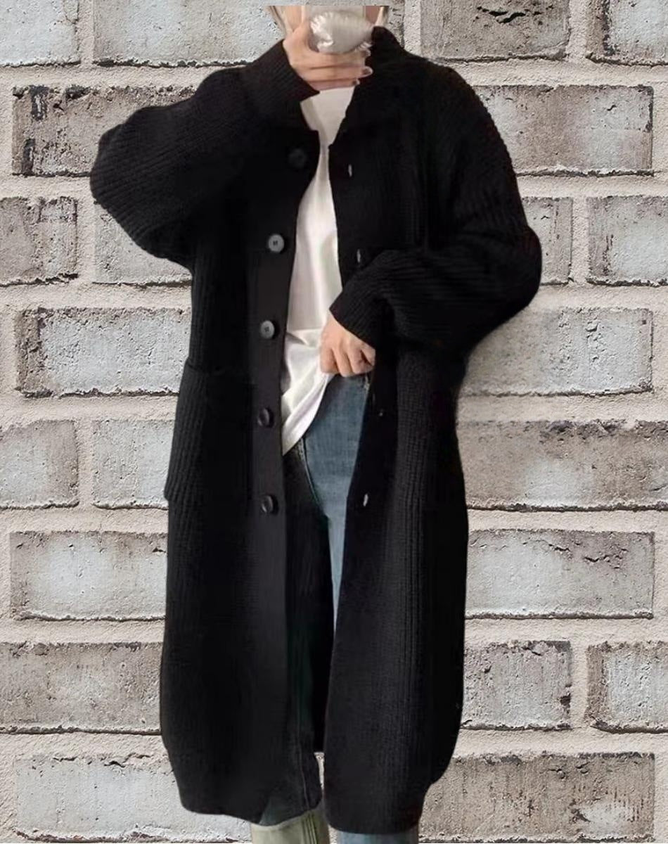 Damen Grobstrick-Cardigan mit großzügigen Taschen und modernem Button-Design Drune