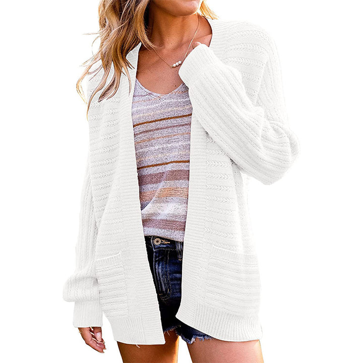 Damen Oversize Strickcardigan mit aufgesetzten Taschen und Rippstruktur Drune