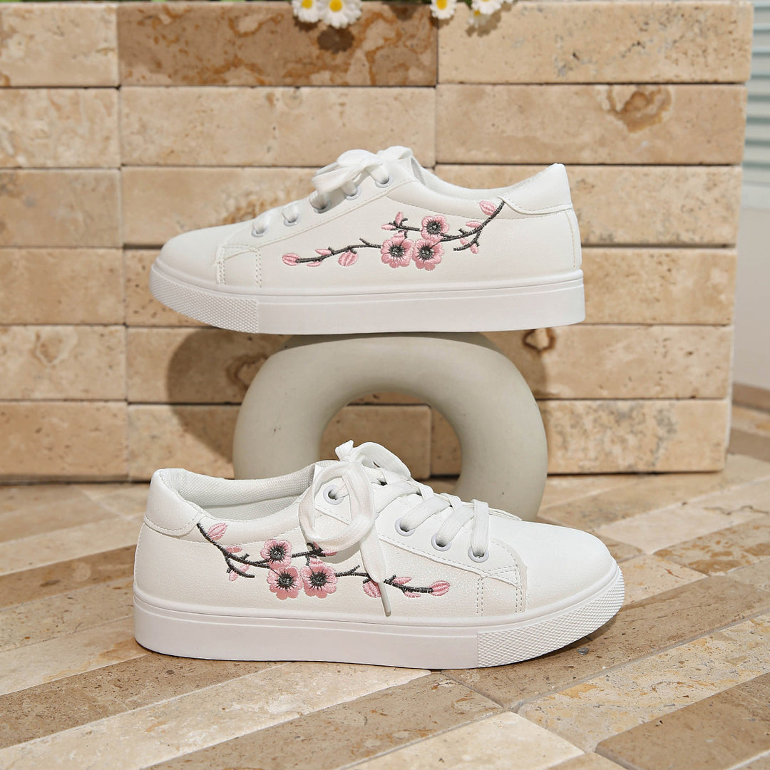 Damen Plateausneaker mit floraler Stickerei und gepolstertem Komfortfußbett Drune