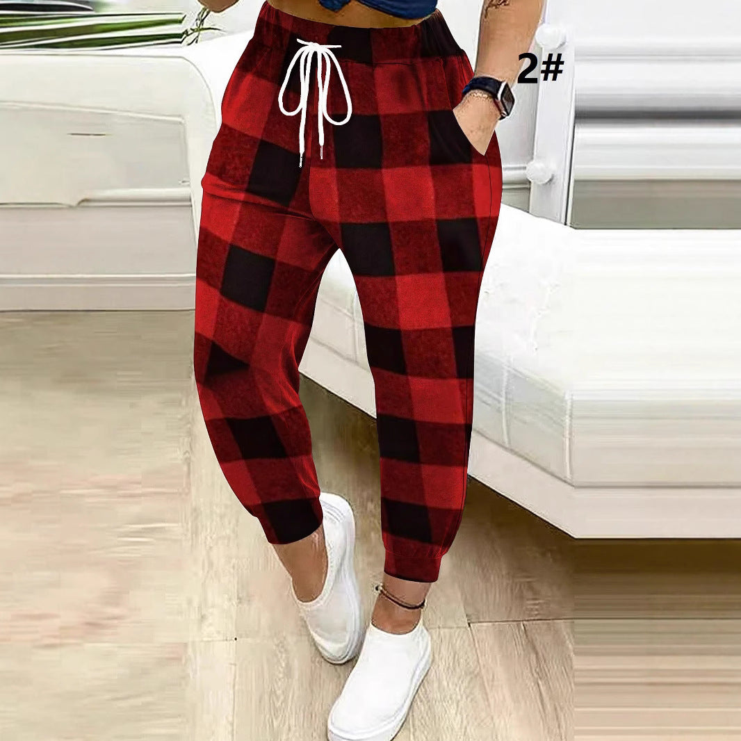 Damen Gemusterte Relax-Jogginghose mit Tunnelzug, Eingrifftaschen und Elastikbündchen Drune