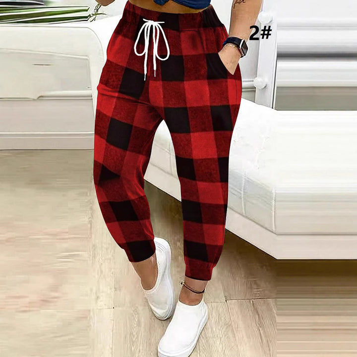 Damen Gemusterte Relax-Jogginghose mit Tunnelzug, Eingrifftaschen und Elastikbündchen Drune
