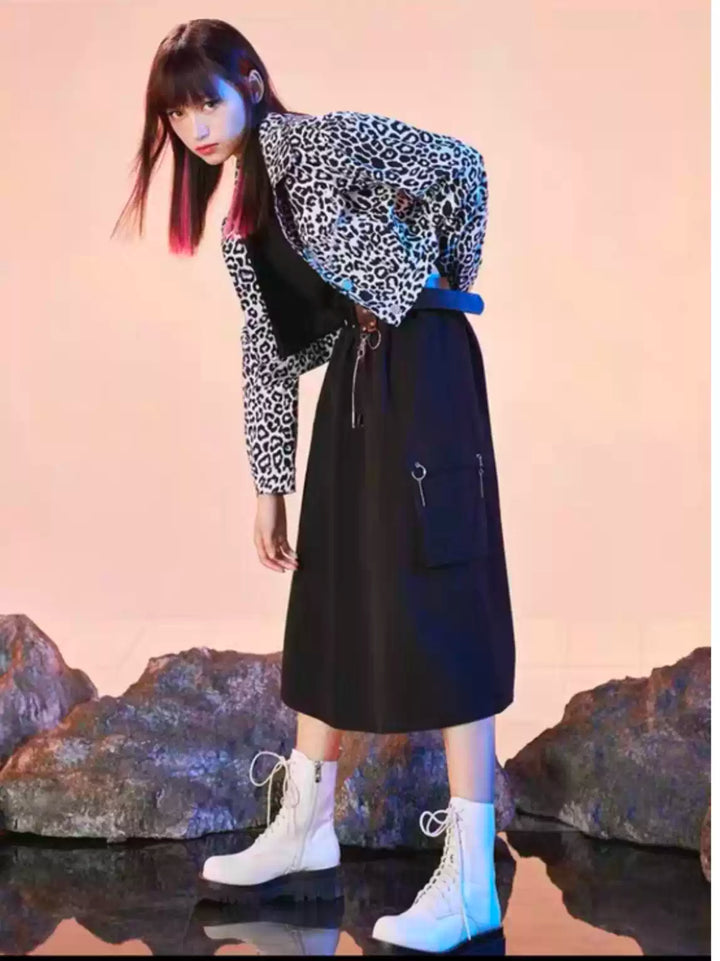 Damen Modische Leopardenjacke mit lässigem Schnitt Drune