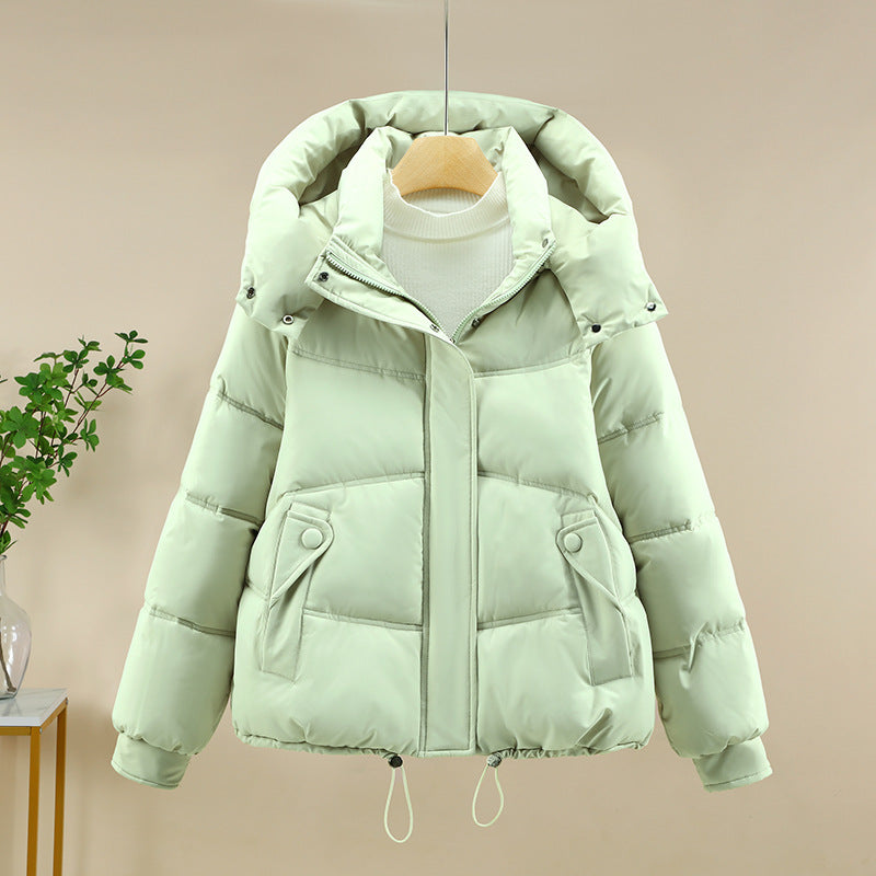 Damen moderne Pufferjacke mit abnehmbarer Kapuze und praktischen Taschen Drune