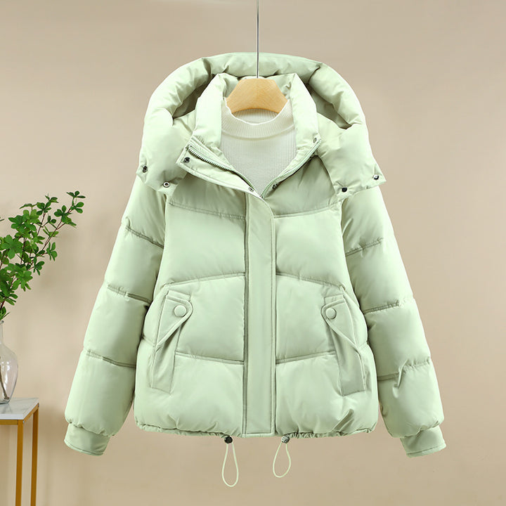 Damen moderne Pufferjacke mit abnehmbarer Kapuze und praktischen Taschen Drune