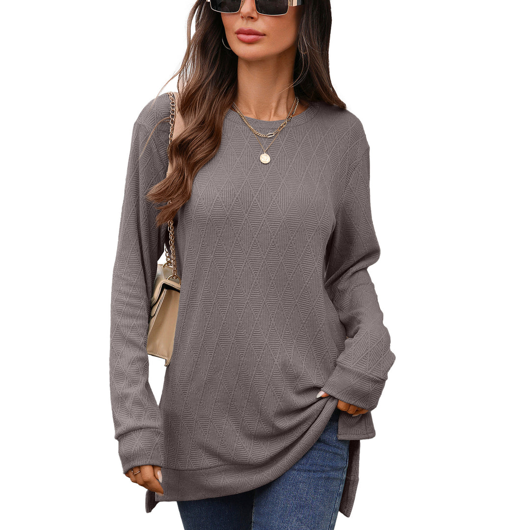 Damen Langarmshirt mit strukturiertem Muster und seitlichen Schlitzen Drune