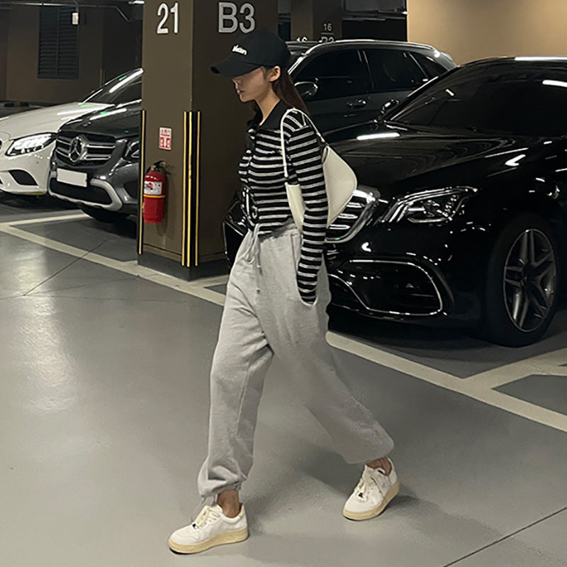 Damen komfortable, weit geschnittene Sweatpants mit elastischem Bund Drune