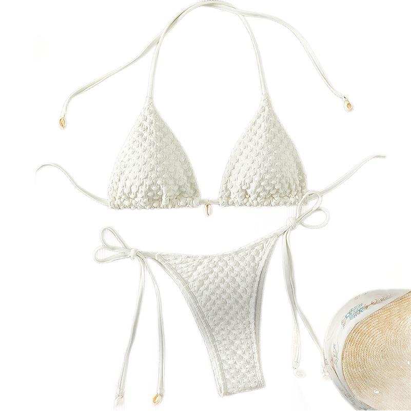 Damen Triangel-Bikini-Set mit verstellbaren Trägern und schönen Muschel-Details Drune