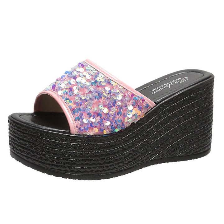 Damen Glitzernde Plateau-Sandalen mit offener Zehenpartie und hohem Absatz Drune