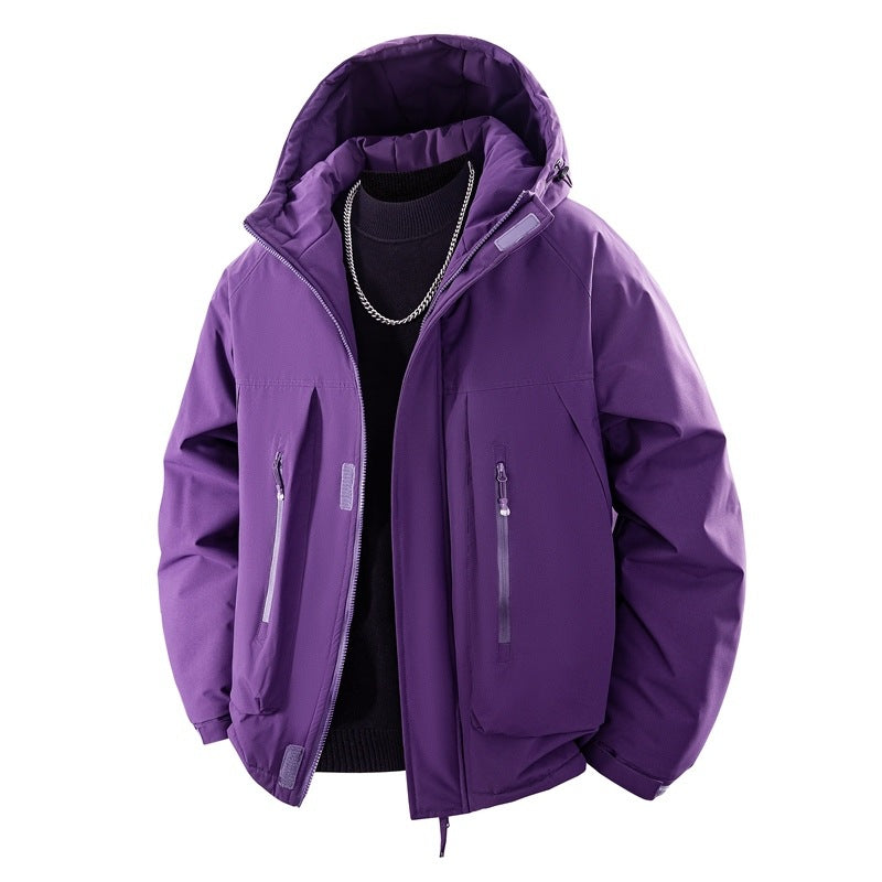 Herren Wattierte Kapuzen-Outdoorjacke mit wasserabweisender Membran und technischen Reißverschlusstaschen Drune