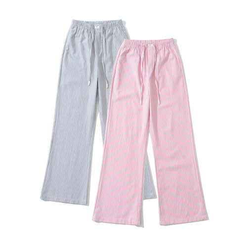 Damen Weite Jersey-Hosen im lässigen Streifen-Look mit elastischem Bund und Kordelzug Drune