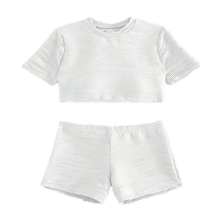 Damen Sportliches Crop-Top und kurze Shorts Set Drune