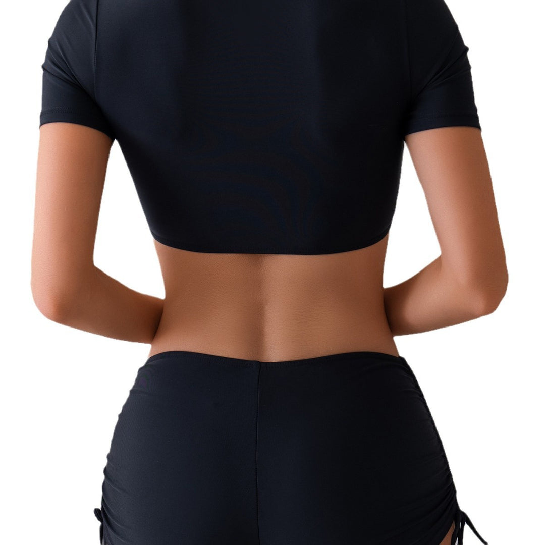 Damen Sportliches Crop-Top mit High-Waist Shorts Drune
