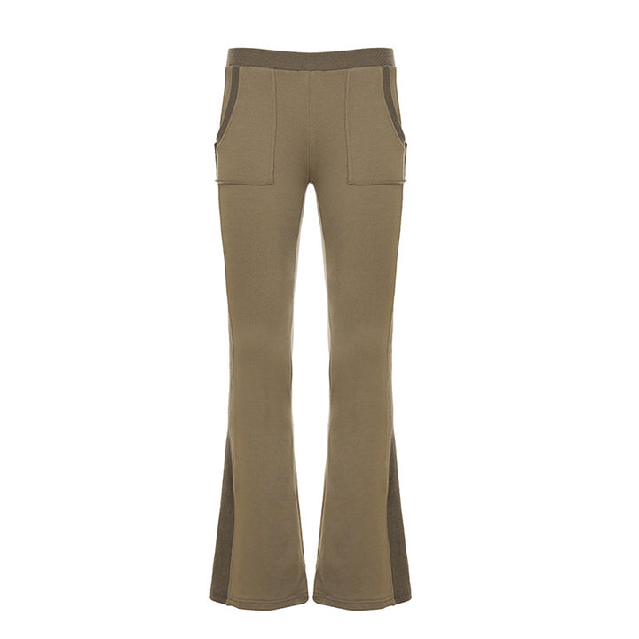 Damen nan Stretch-Flared-Hose mit hoher Taille, aufgesetzten Taschen und seitlichen Einsatzbahnen Drune