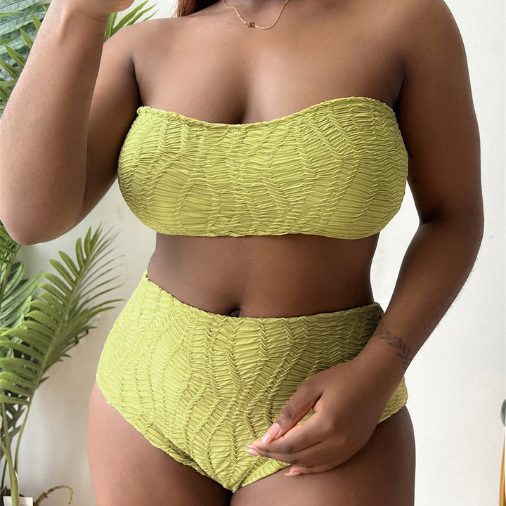 Damen Hoch tailliertes Bustier-Bikini-Set mit Rüschen-Design Drune