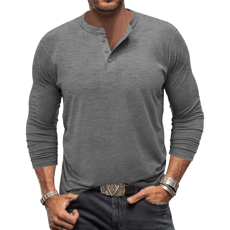 Herren Langarm T-Shirt mit Knopfleiste Drune