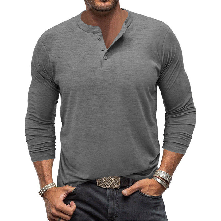 Herren Langarm T-Shirt mit Knopfleiste Drune