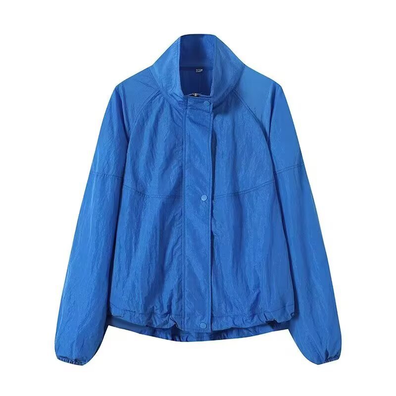 Damen Leichte Windjacke mit Stehkragen, Raglanärmeln und elastischem Saum Drune