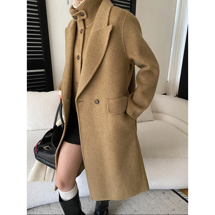 Damen eleganter Wollmantel mit doppelter Knopfleiste und oversized Schnitt Drune