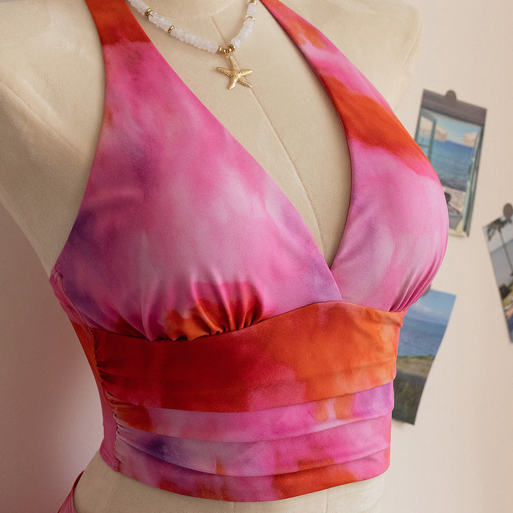Damen Badeanzug-Set mit asymmetrischem Volant und trendigem Oberteil Drune