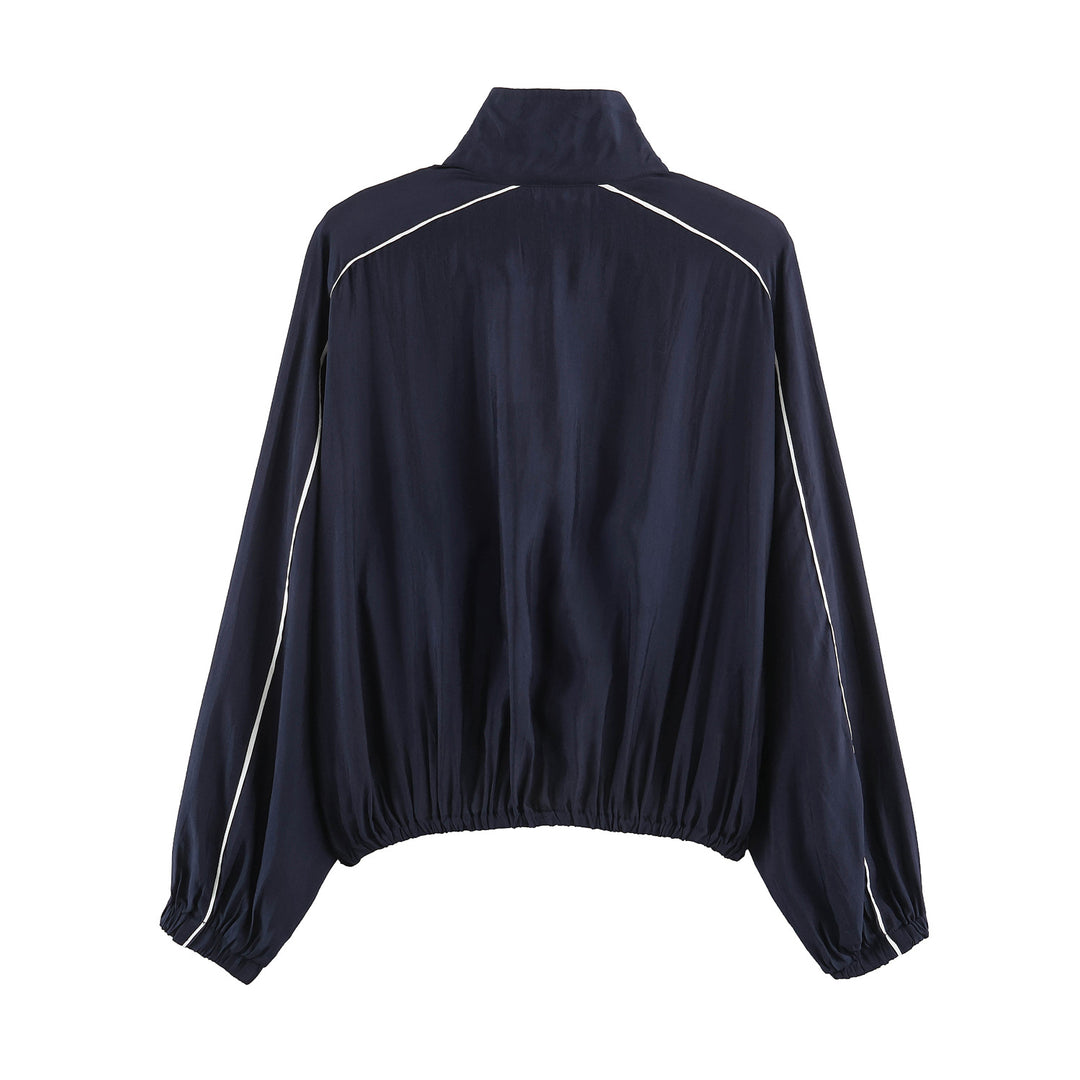 Damen Leichte Cropped‑Blousonjacke im Bomberstil mit Funnelkragen und elastischem Saum Drune