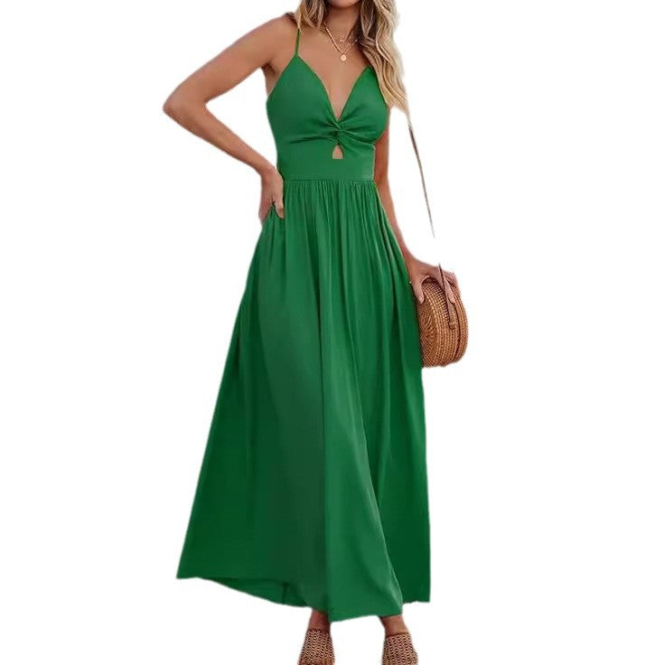 Damen Maxikleid mit schickem Knotendetail und fließendem Schnitt Drune
