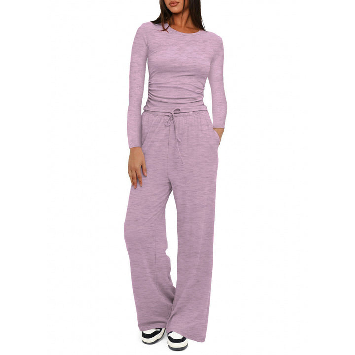 Damen Relax-Freizeithose mit extra weitem Bein, elastischem Bund und Kordelzug Drune