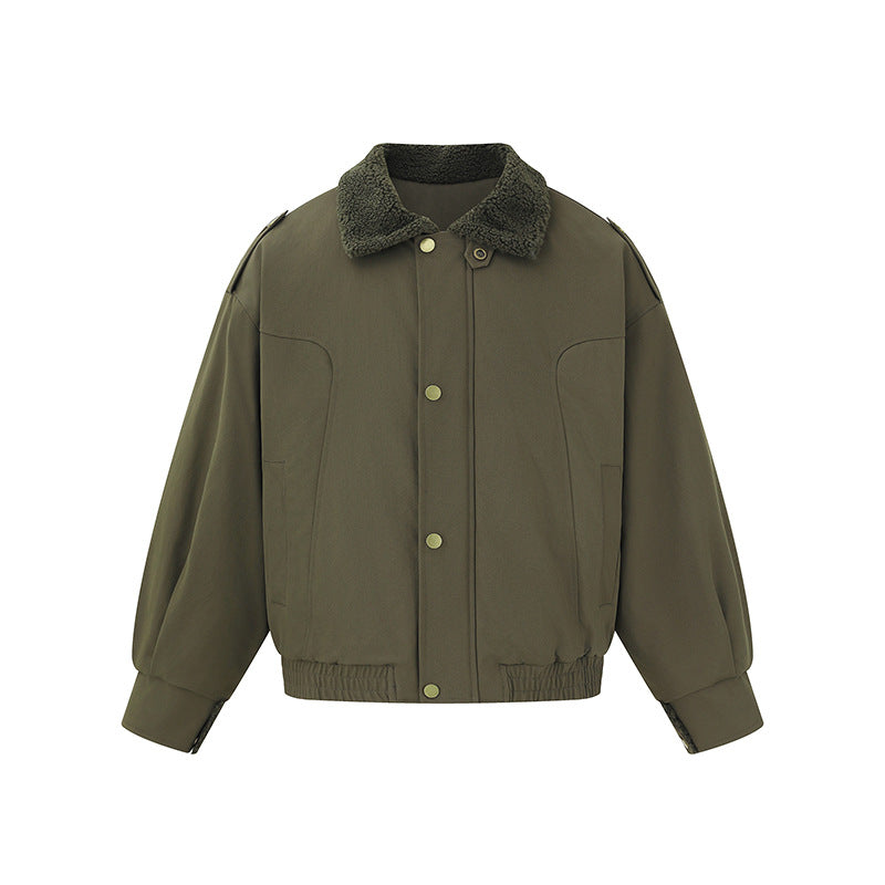 Damen Kurz geschnittener Boxy‑Blouson mit Teddykragen und Schulterlaschen Drune