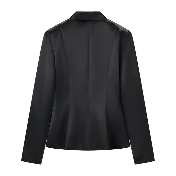 Damen nan taillierte Satinjacke mit Stehkragen und dekorativen Knotenverschlüssen Drune