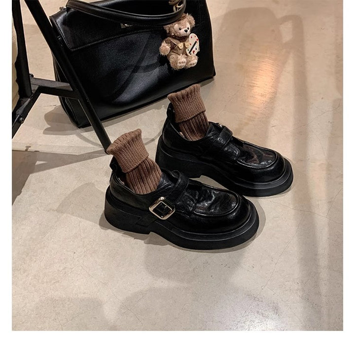Damen Chunky-Loafer mit markanter Plateausohle und dekorativem Schnallenriemen Drune
