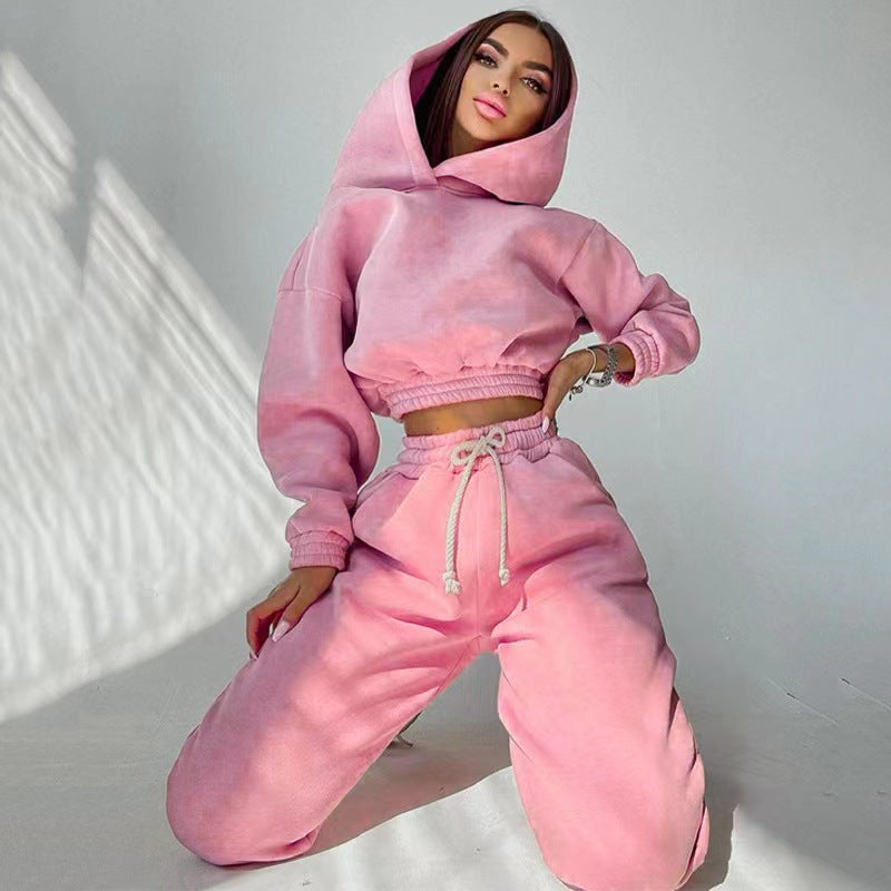 Damen sportliches und lässiges Hoodie-Set mit weitem Schnitt Drune