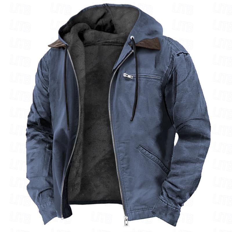 Herren Gefütterte Fieldjacke mit Kapuze und Sherpa-Futter Drune