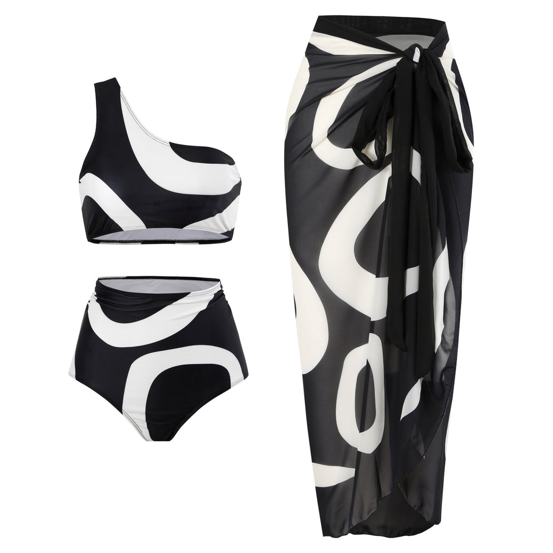 Damen Bikini-Set mit asymmetrischem Oberteil und elegantem Wickelrock Drune