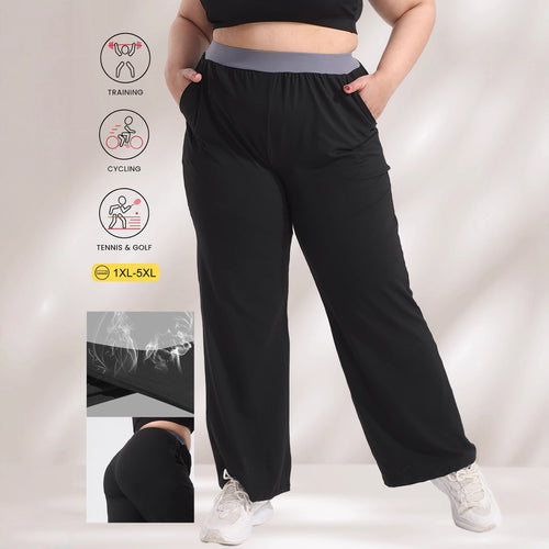 Damen Weite hochgeschnittene Kompressionshose mit taillenformendem Bund und tiefen Seitentaschen Drune