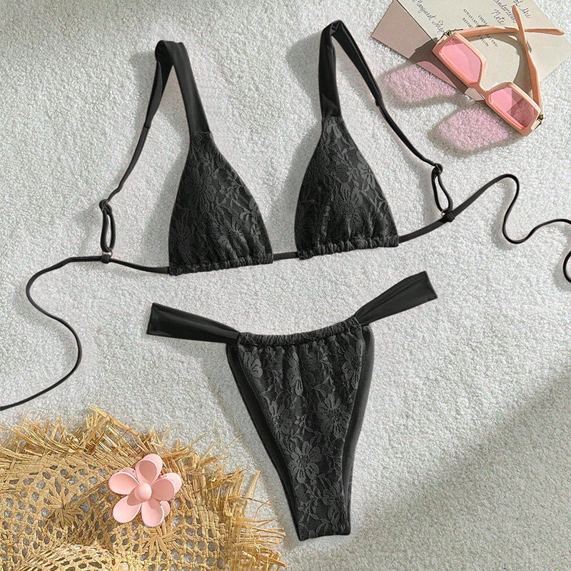 Damen Blütenmotiv Triangel-Bikini-Set Drune
