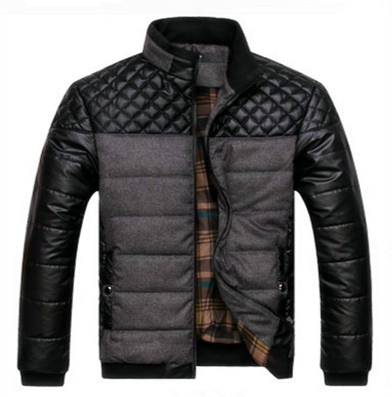 Herren Steppjacke im Materialmix mit wattierter Füllung und Stehkragen Drune