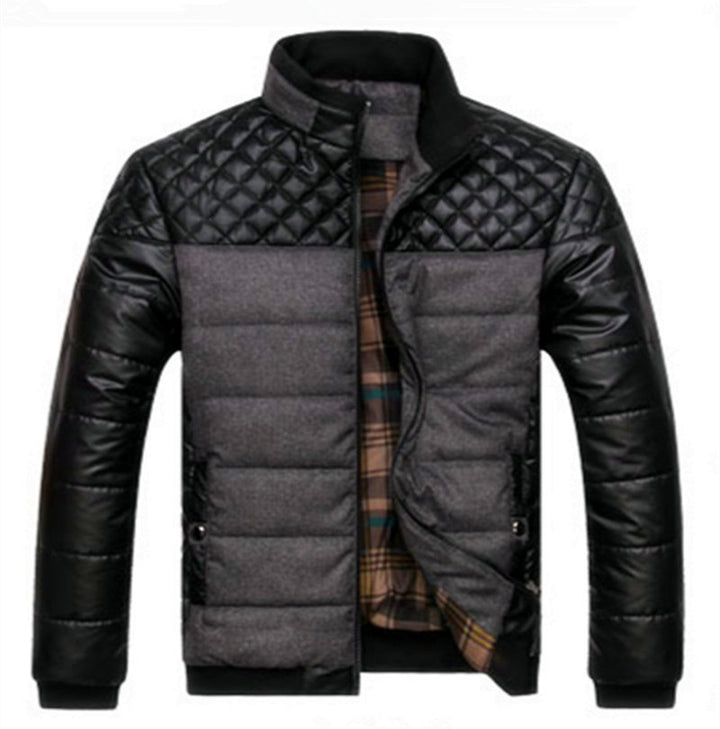 Herren Steppjacke im Materialmix mit wattierter Füllung und Stehkragen Drune