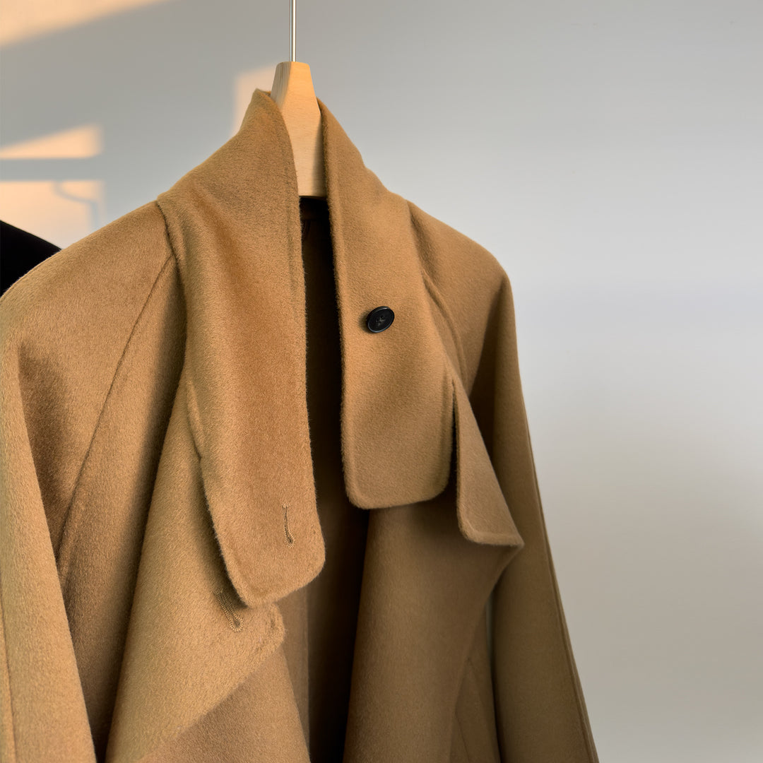 Damen luxuriöser Wollmischung Mantel Drune