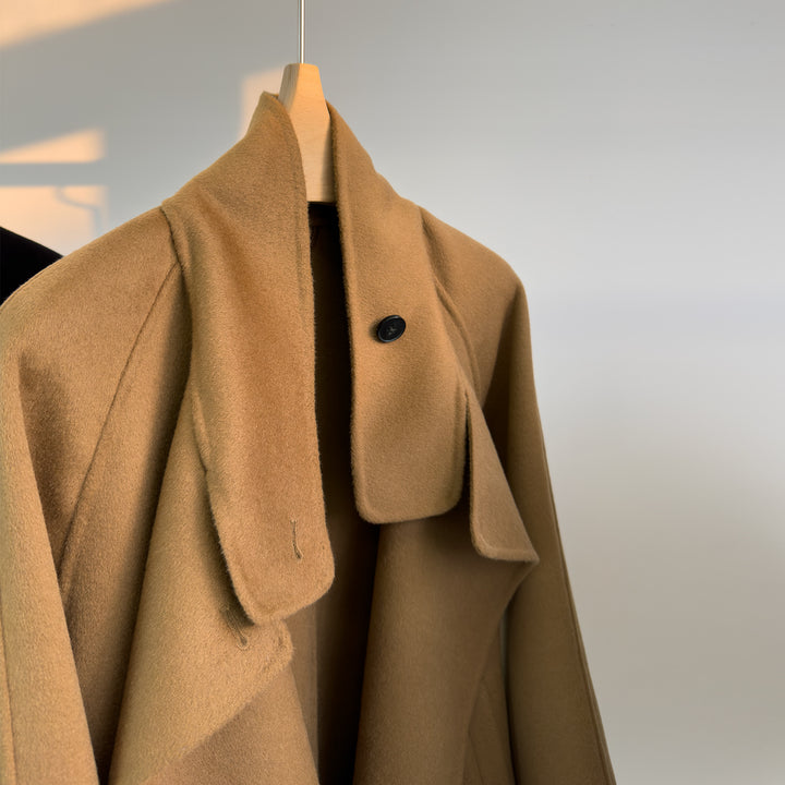 Damen luxuriöser Wollmischung Mantel Drune