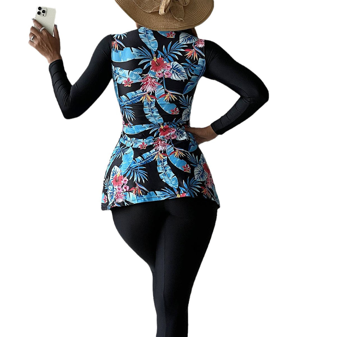 Damen Modischer UV-Schutz-Schwimmanzug mit floralem Muster Drune