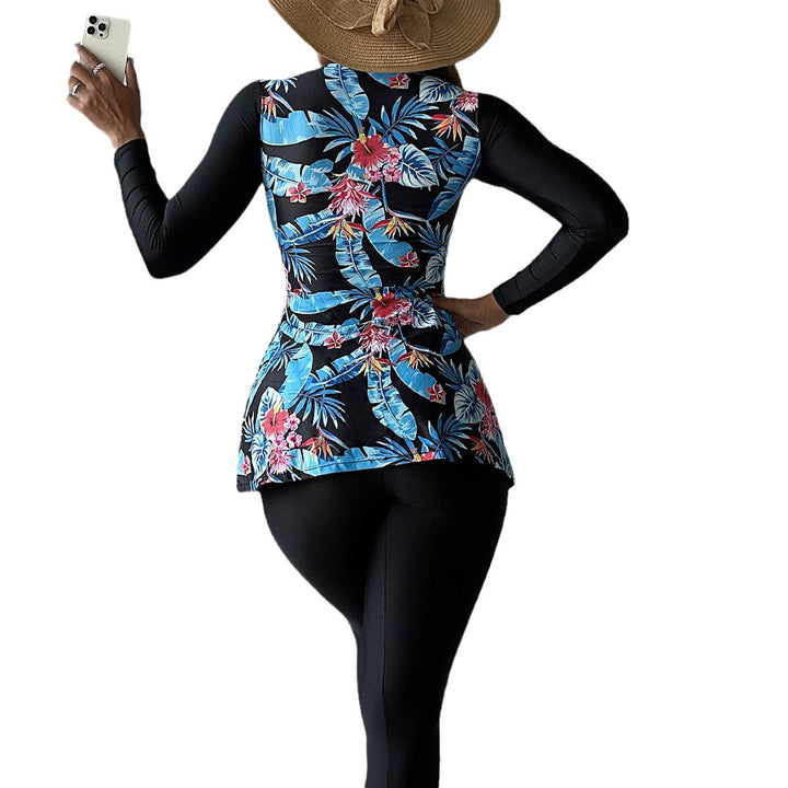 Damen Modischer UV-Schutz-Schwimmanzug mit floralem Muster Drune