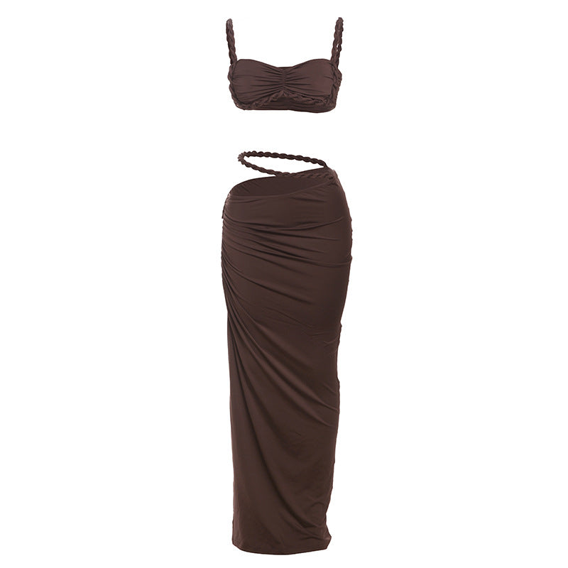 Damen Oberteil und Maxi Rock Set Drune