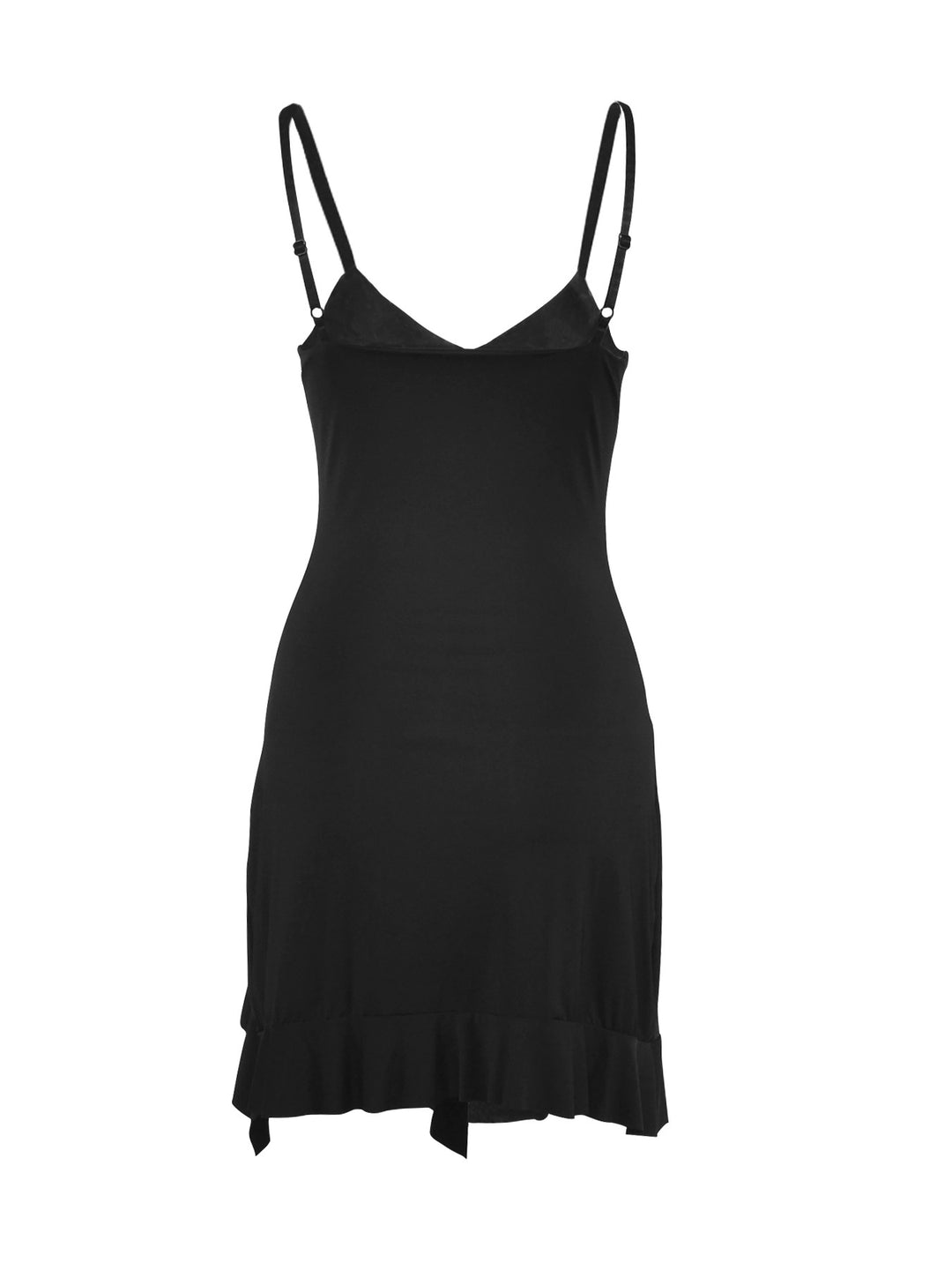 Damen Unterkleid mit verstellbaren Spaghettiträgern und Rüschenabschluss Drune