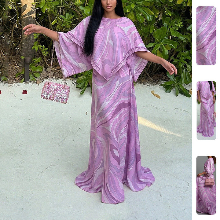Damen Übergrößen-Maxikleid mit fließendem Schnitt und asymmetrischem Design Drune
