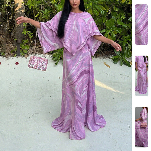 Damen Übergrößen-Maxikleid mit fließendem Schnitt und asymmetrischem Design Drune