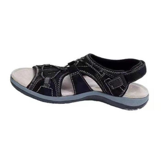 Damen Sportive Komfort-Sandalette mit gepolstertem Fußbett und Klett-Fersenriemen Drune